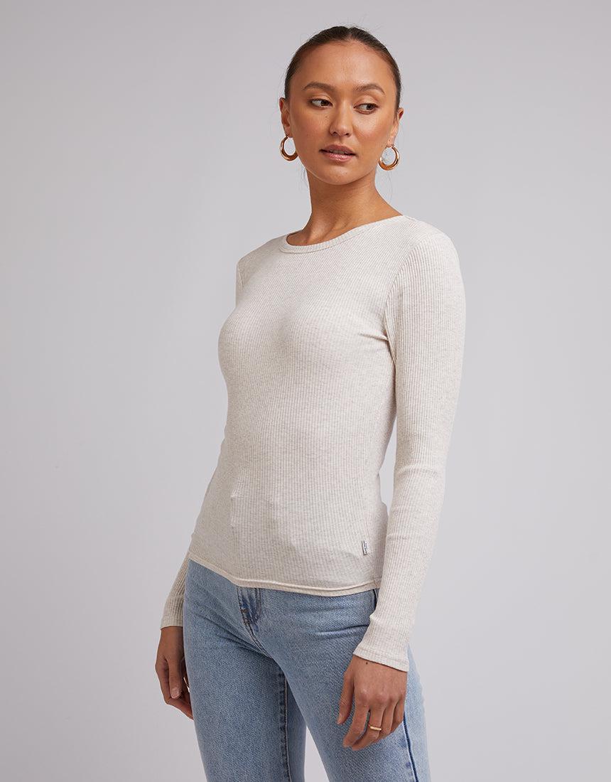 Silent Theory Ladies-Rib Long Sleeve Oatmeal-Edge Clothing