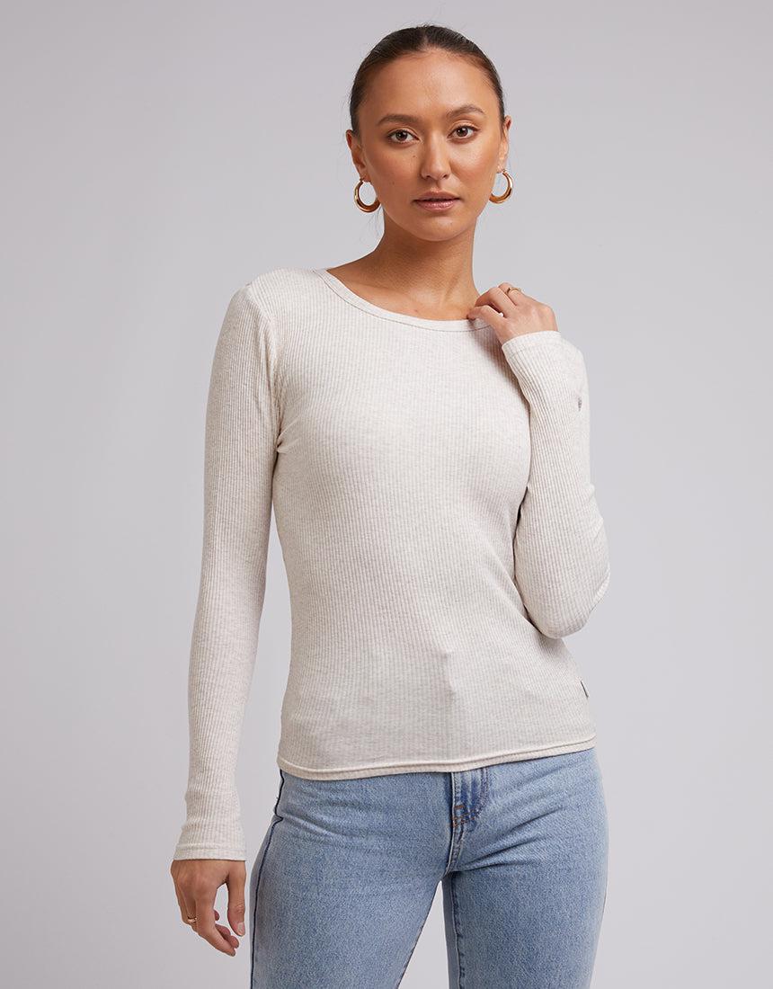 Silent Theory Ladies-Rib Long Sleeve Oatmeal-Edge Clothing