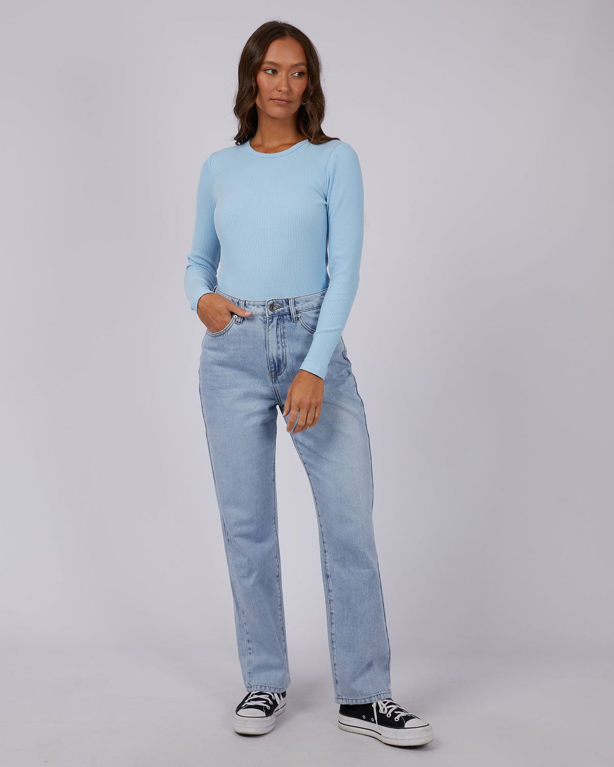 Silent Theory Ladies-Rib Long Sleeve Sky Blue-Edge Clothing