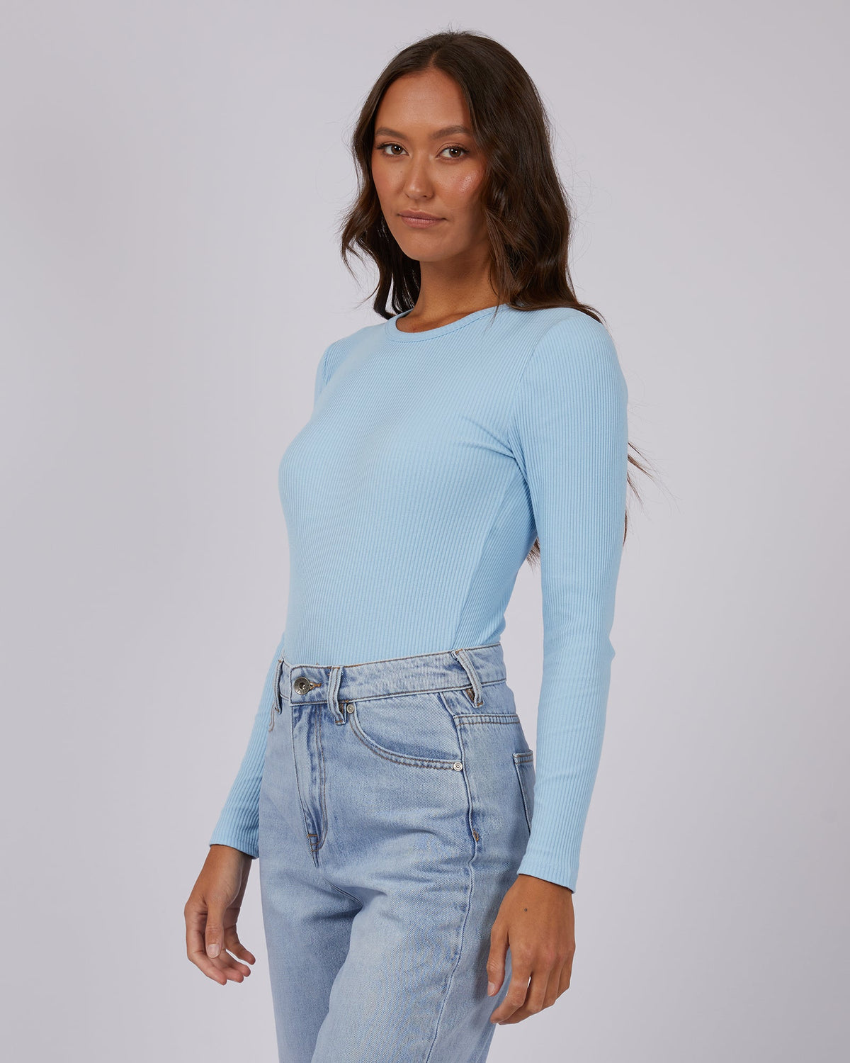 Silent Theory Ladies-Rib Long Sleeve Sky Blue-Edge Clothing