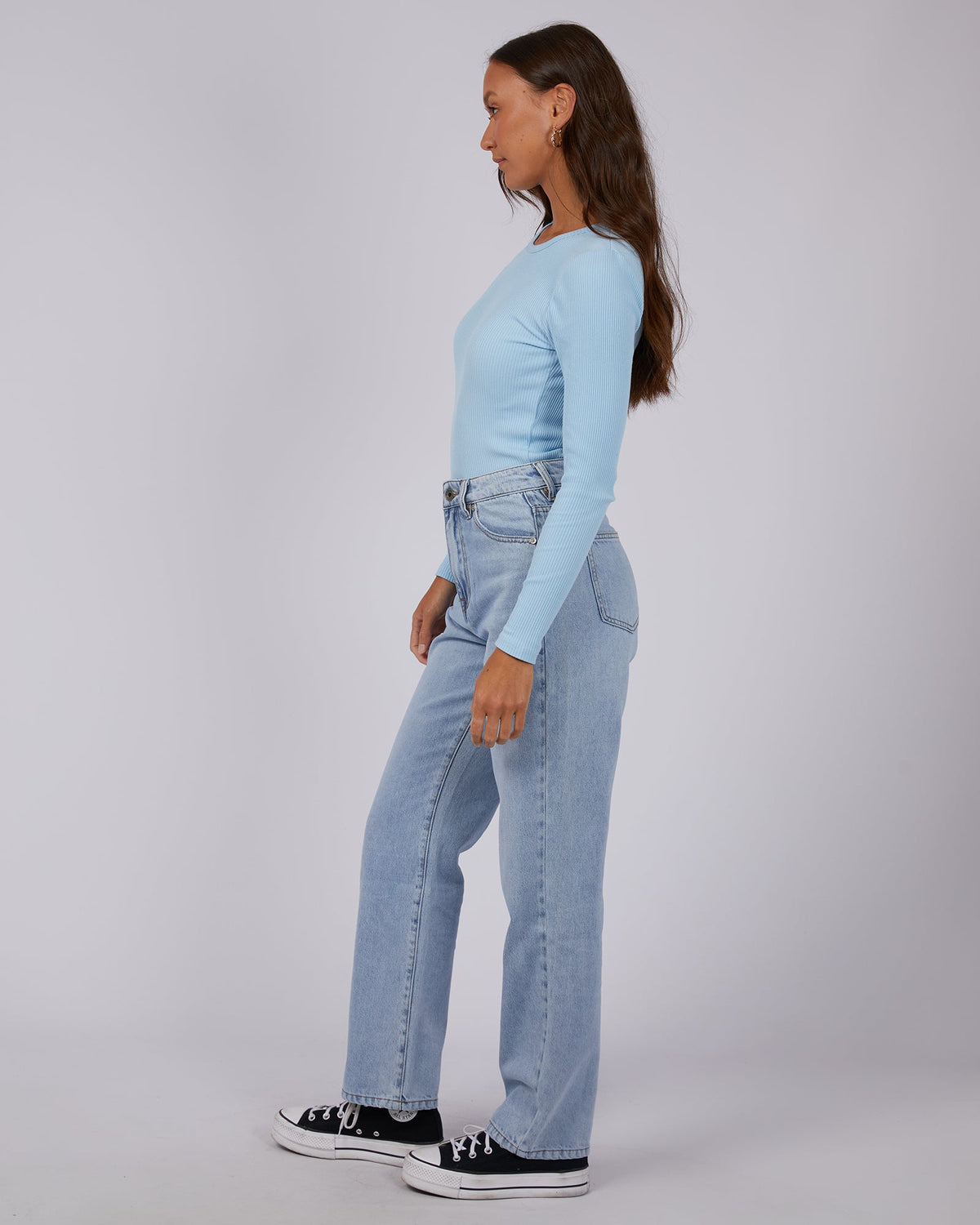 Silent Theory Ladies-Rib Long Sleeve Sky Blue-Edge Clothing