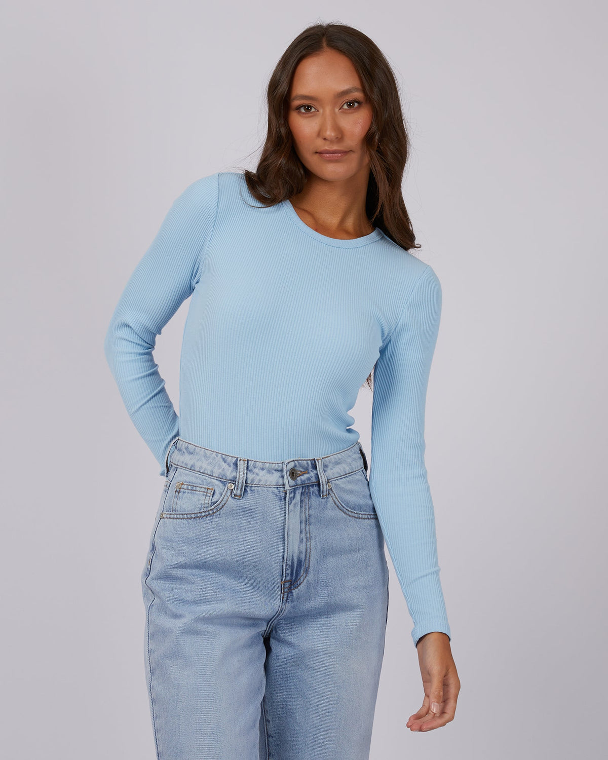 Silent Theory Ladies-Rib Long Sleeve Sky Blue-Edge Clothing