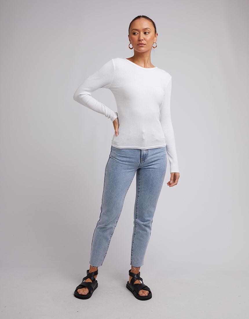 Silent Theory Ladies-Rib Long Sleeve White-Edge Clothing