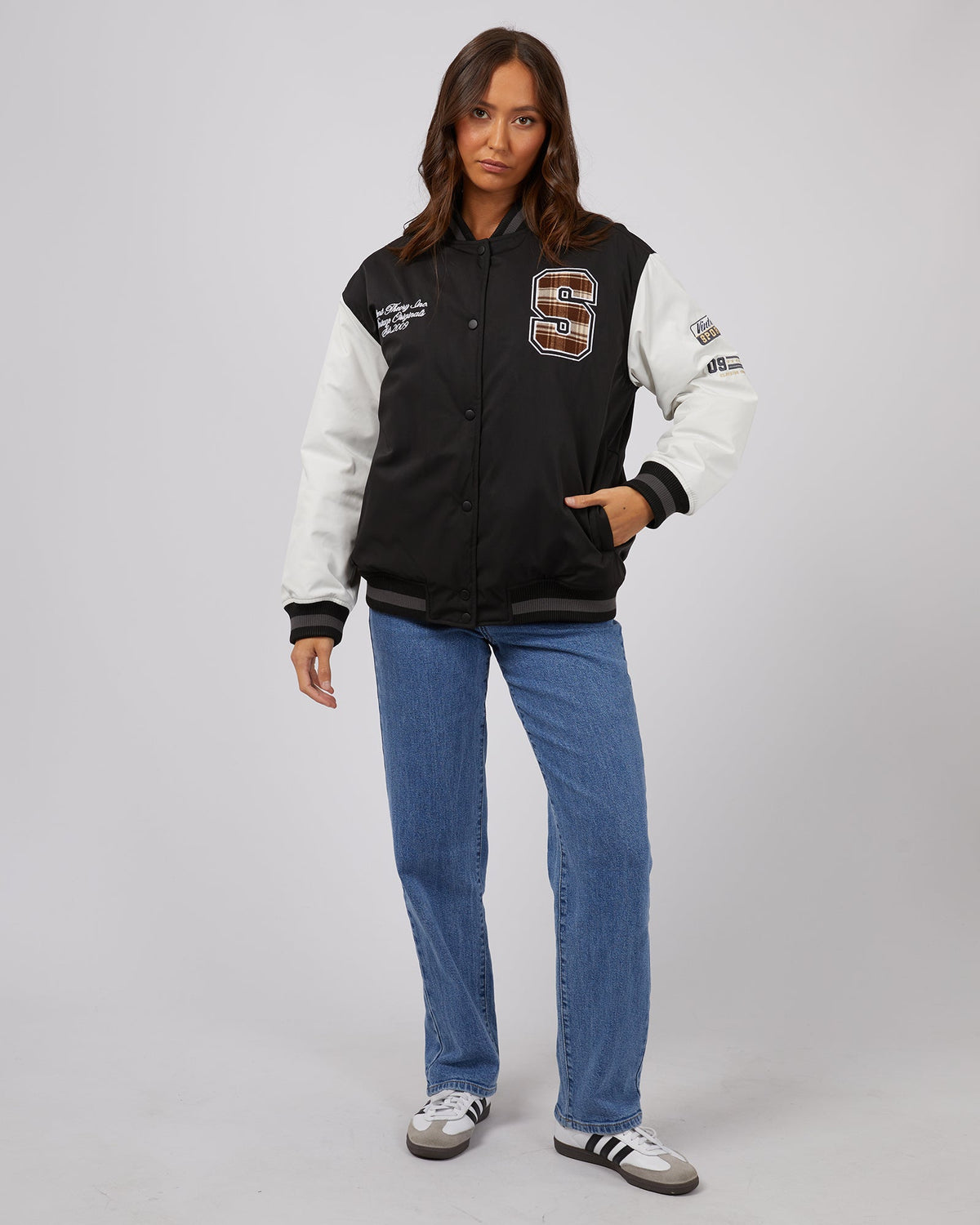 Silent Theory Ladies-Varsity Jacket Black-Edge Clothing