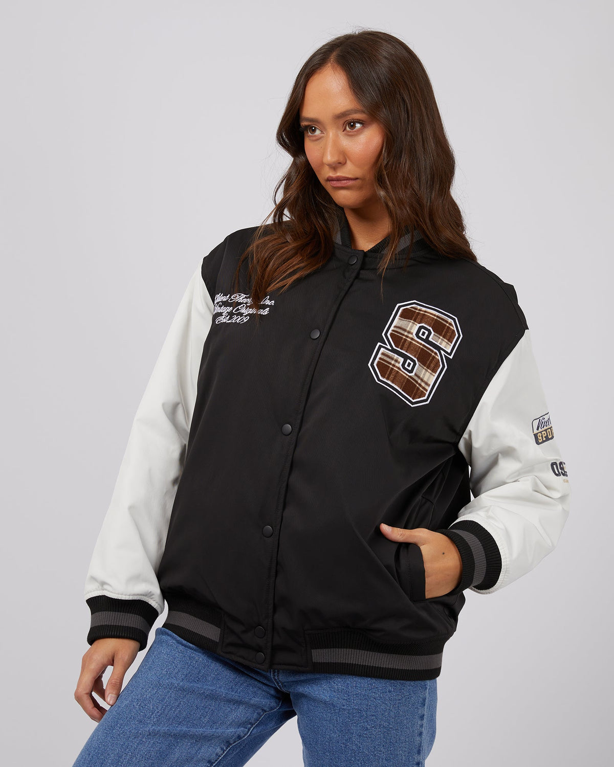 Silent Theory Ladies-Varsity Jacket Black-Edge Clothing