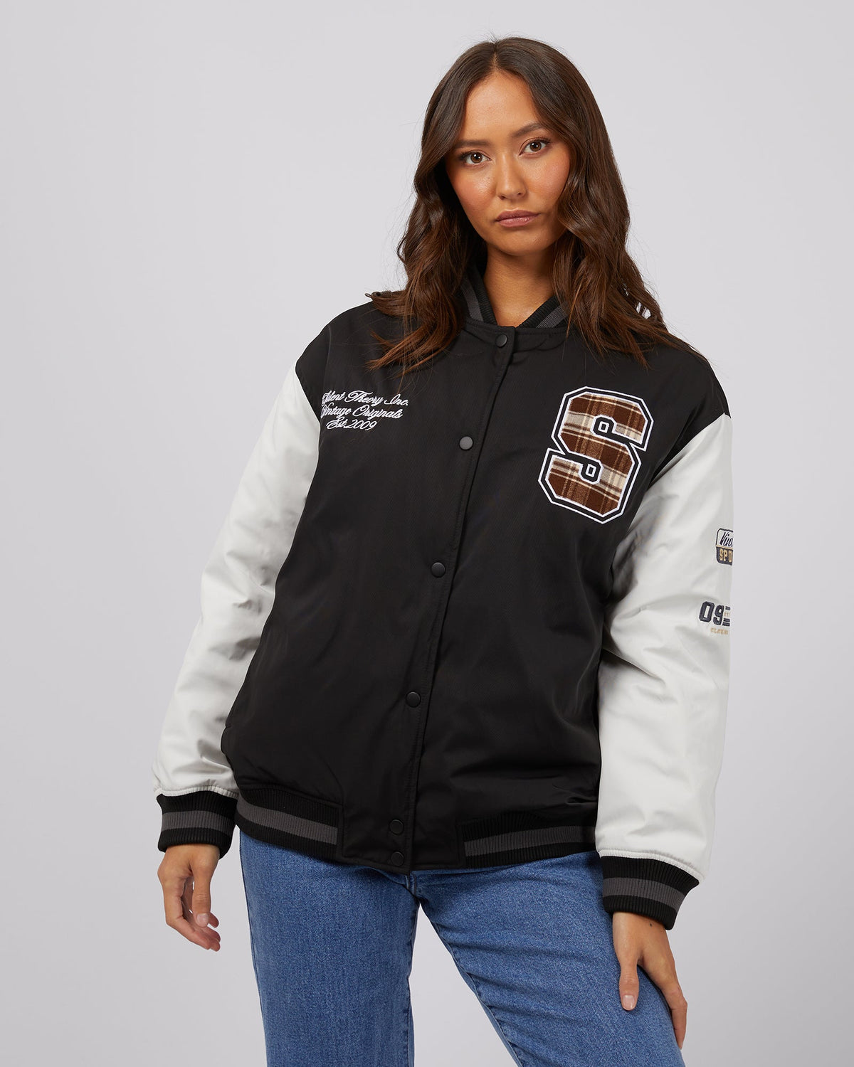 Silent Theory Ladies-Varsity Jacket Black-Edge Clothing