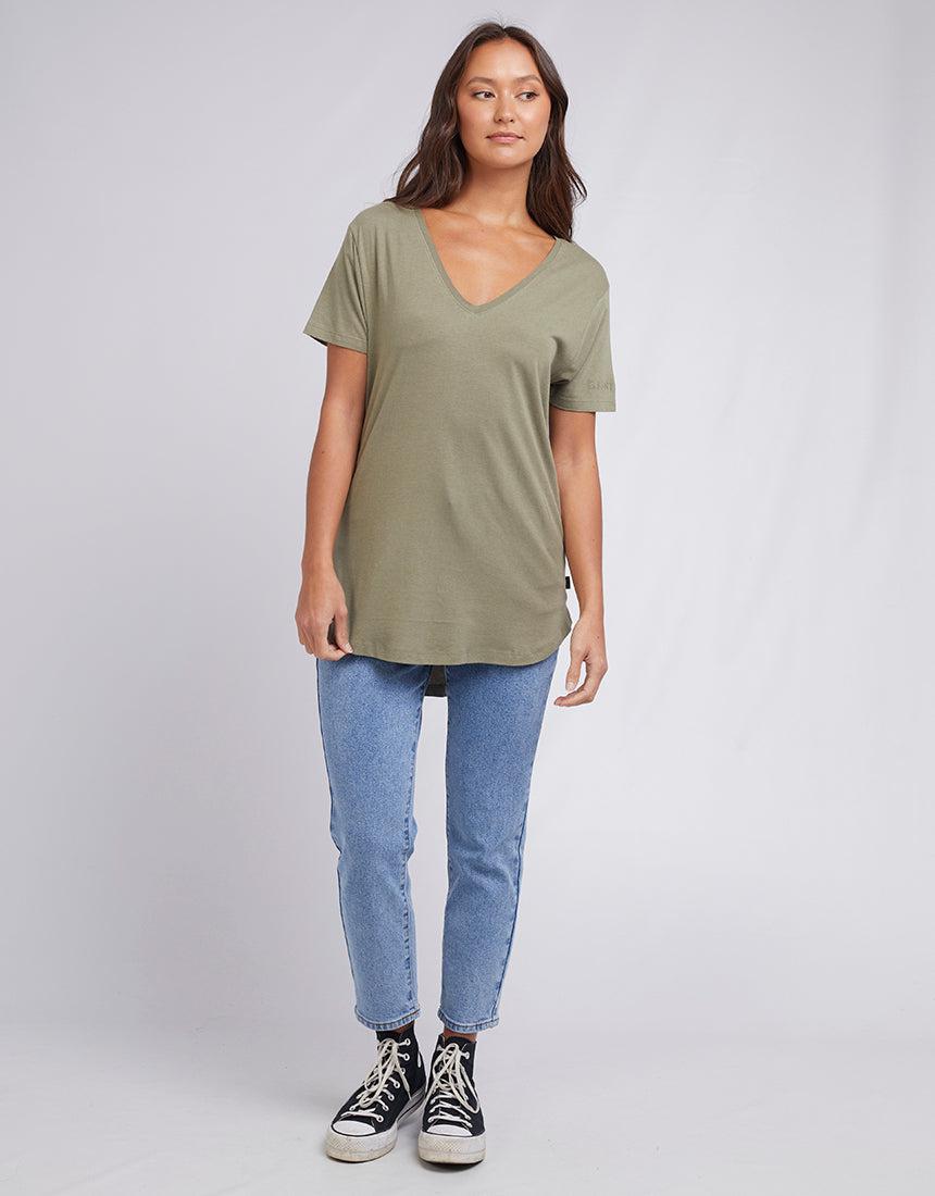 Silent Theory Ladies-Zuri Tee Khaki-Edge Clothing