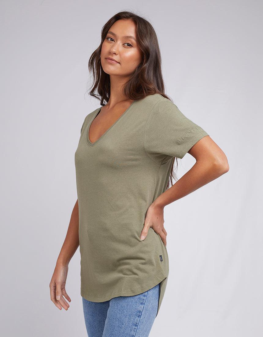 Silent Theory Ladies-Zuri Tee Khaki-Edge Clothing