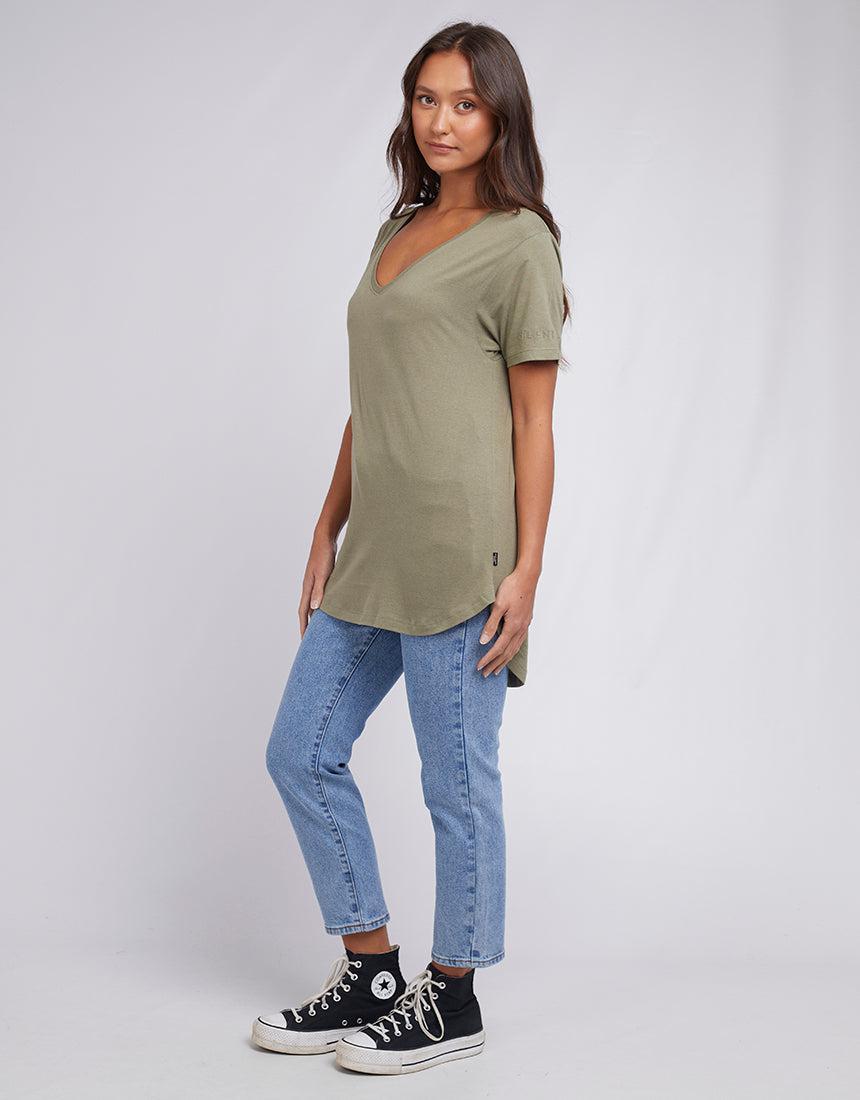 Silent Theory Ladies-Zuri Tee Khaki-Edge Clothing