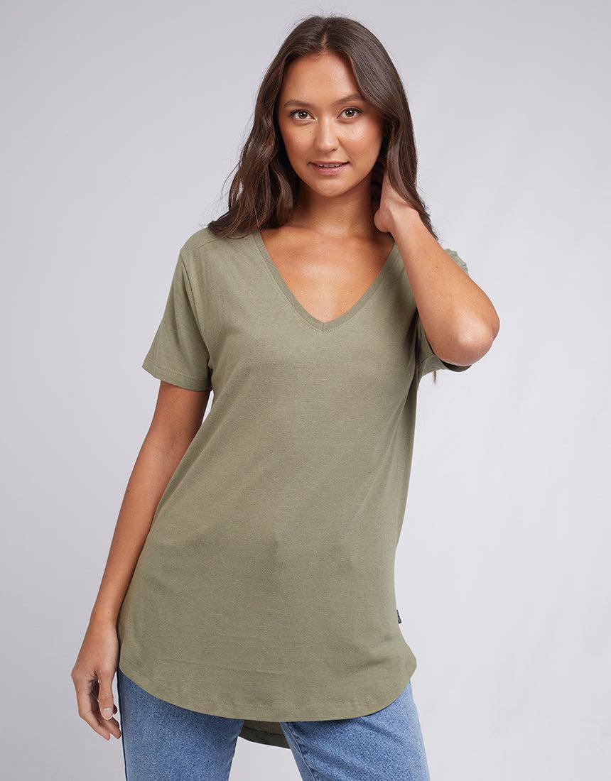 Silent Theory Ladies-Zuri Tee Khaki-Edge Clothing