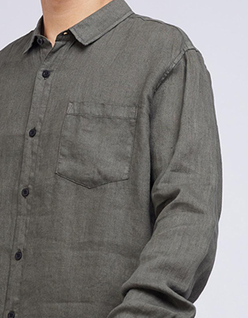 Silent Theory-Linen L/s Shirt Khaki-Edge Clothing