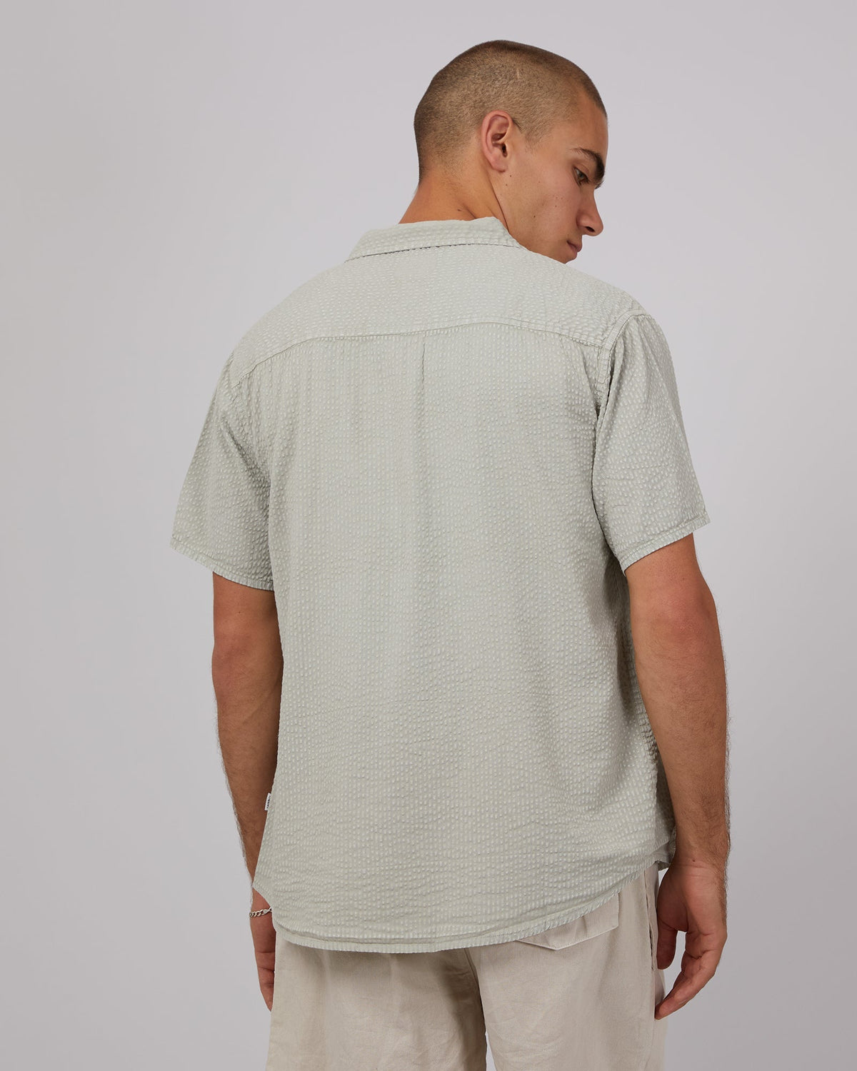 Silent Theory-Seersucker Shirt Olive-Edge Clothing