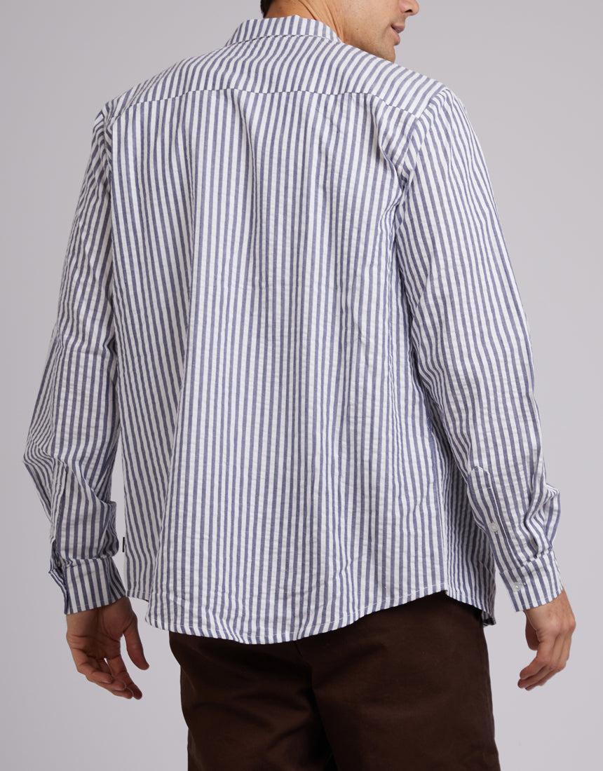 Silent Theory-Stripe Ls Shirt White-Edge Clothing