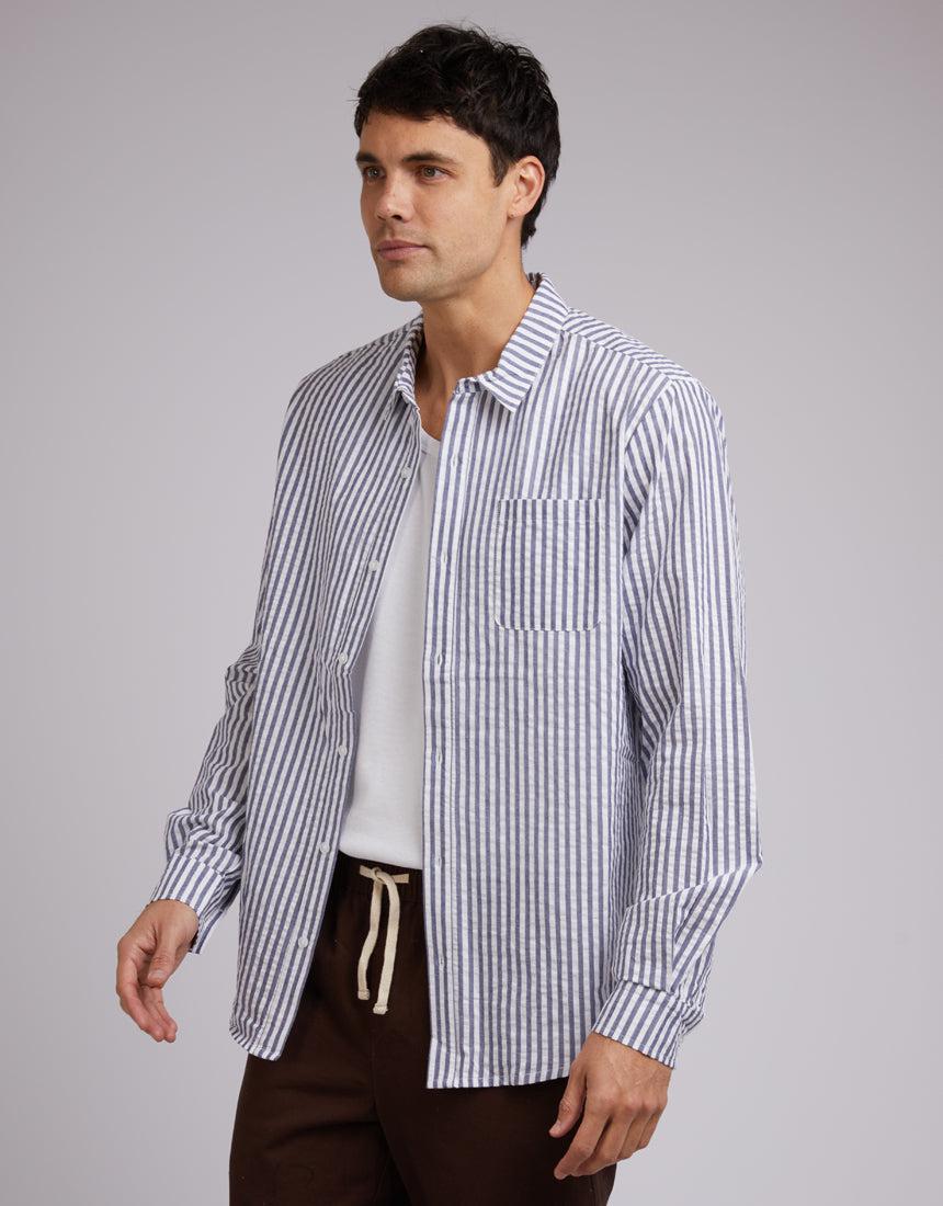 Silent Theory-Stripe Ls Shirt White-Edge Clothing