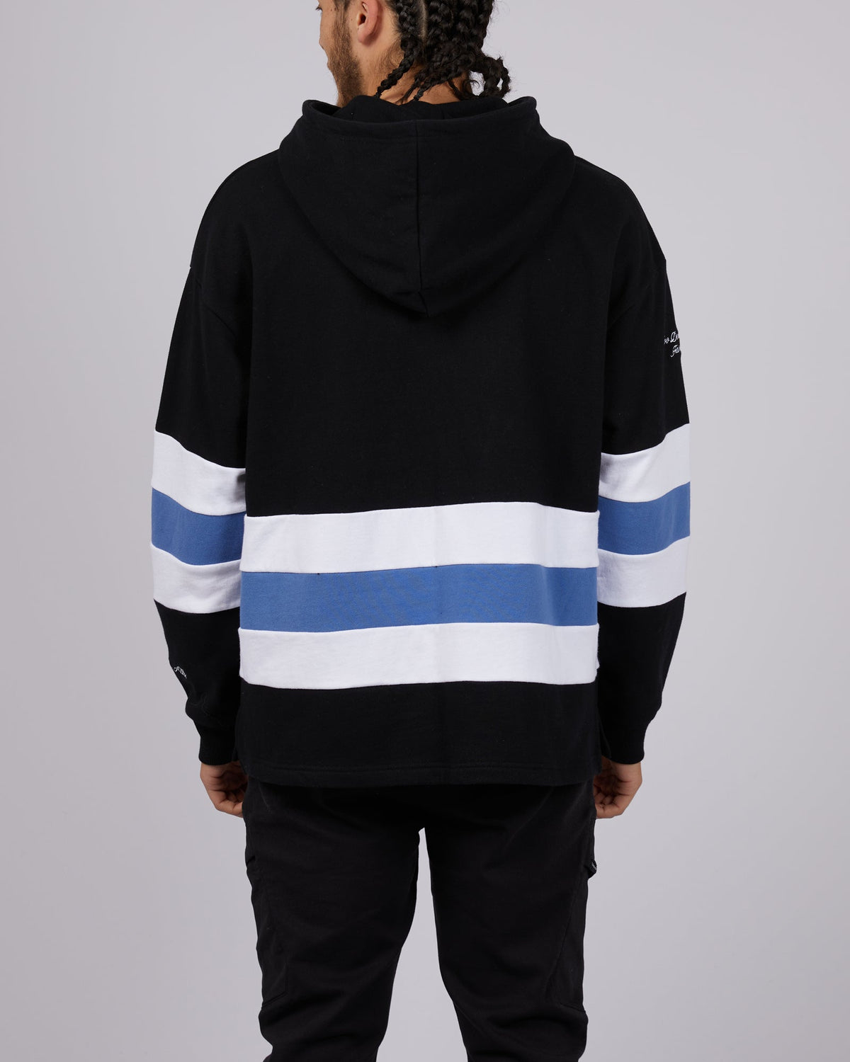 St. Goliath-Blue Line Hoodie Black-Edge Clothing