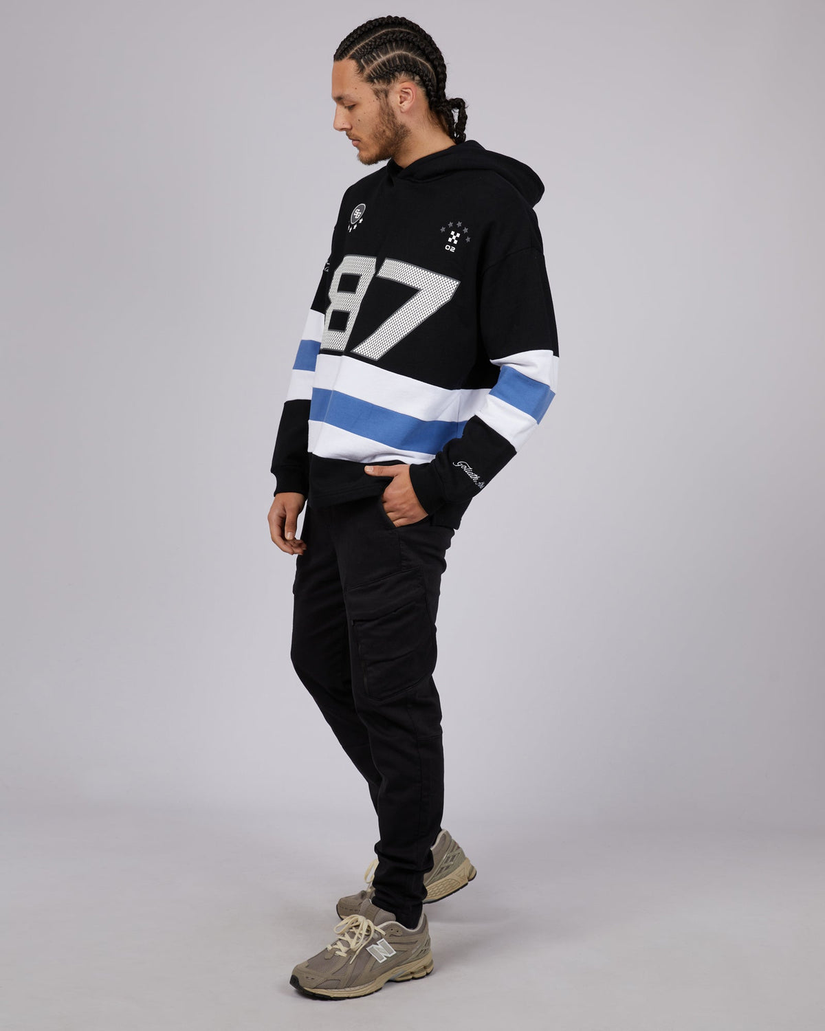 St. Goliath-Blue Line Hoodie Black-Edge Clothing