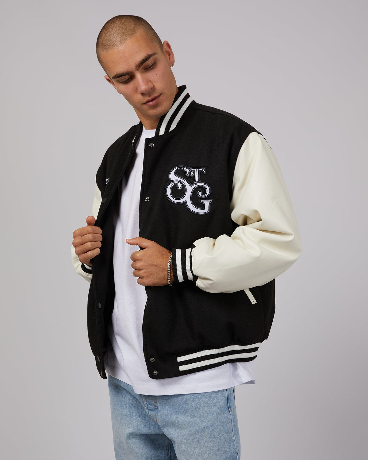 St. Goliath-Varsity Jacket Black-Edge Clothing