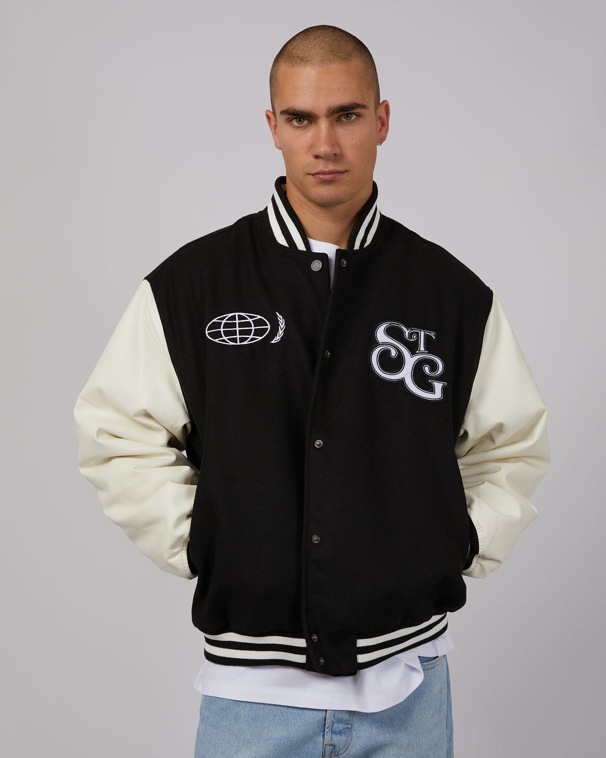 St. Goliath-Varsity Jacket Black-Edge Clothing