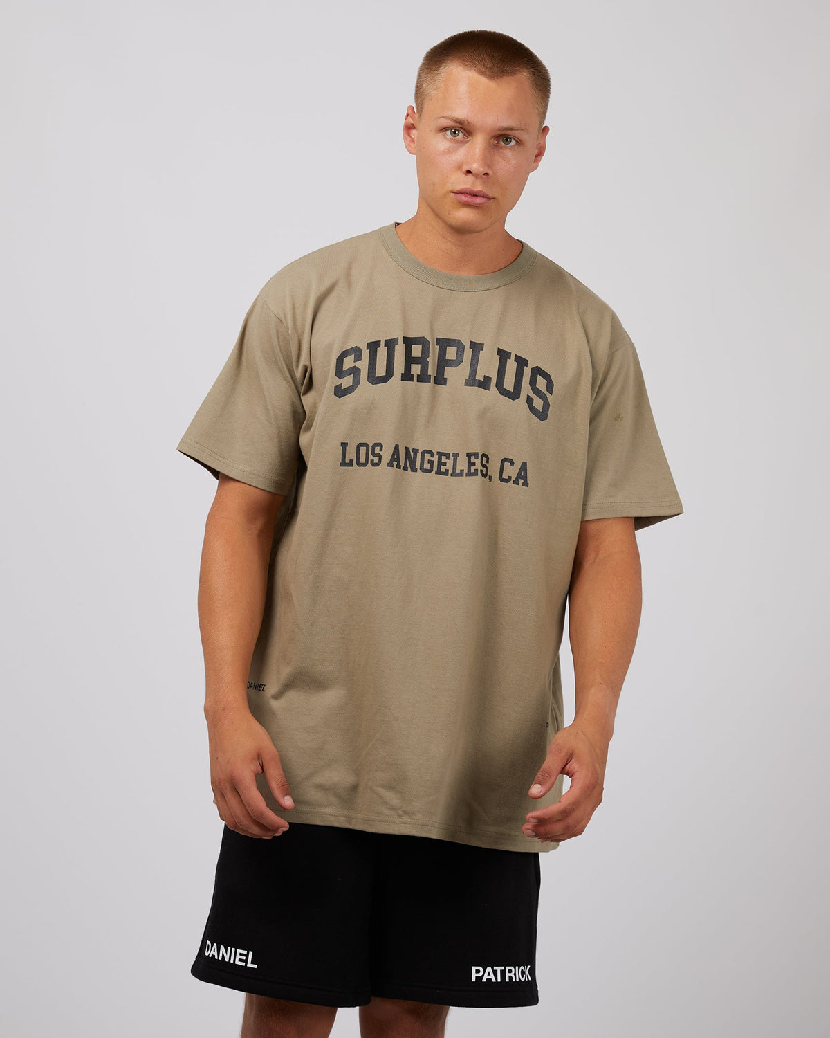 Surplus Daniel Patrick-Varsity La Surplus Tee Khaki-Edge Clothing