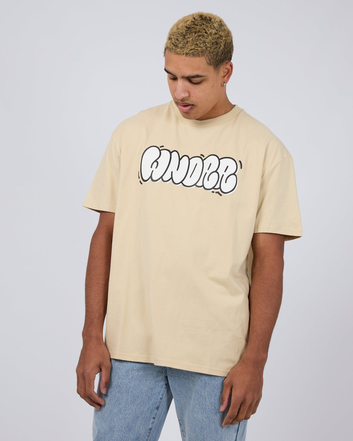 Wndrr-Bliss Box Fit Tee Tan-Edge Clothing